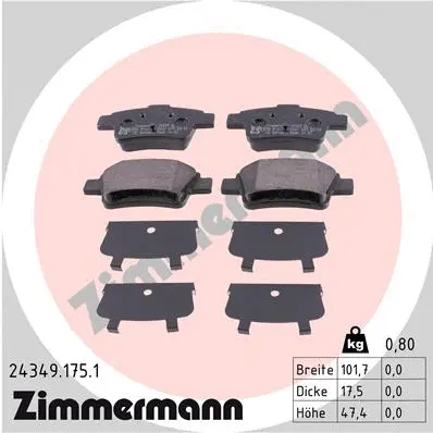 Kit de plaquettes de frein, frein à disque ZIMMERMANN 24349.175.1