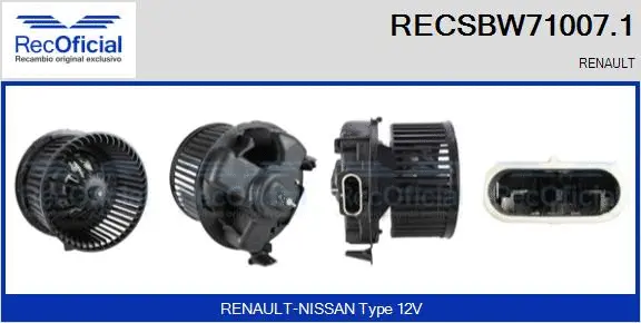 Pulseur d'air habitacle RECOFICIAL RECSBW71007.1