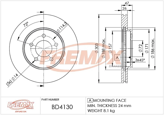 Disque de frein FREMAX BD-4130