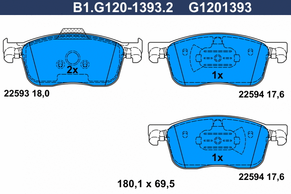 Kit de plaquettes de frein, frein à disque GALFER B1.G120-1393.2