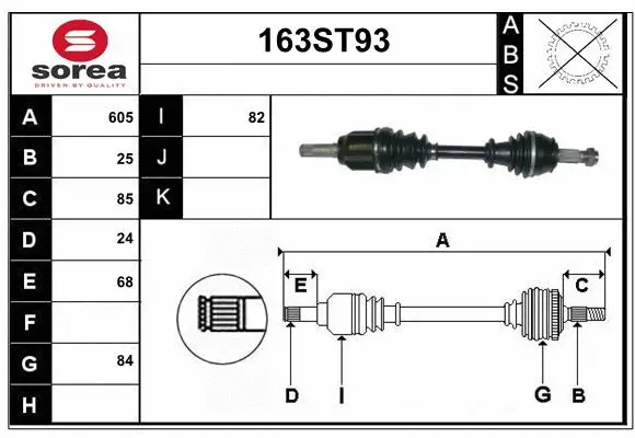 Arbre de transmission STARTCAR 163ST93