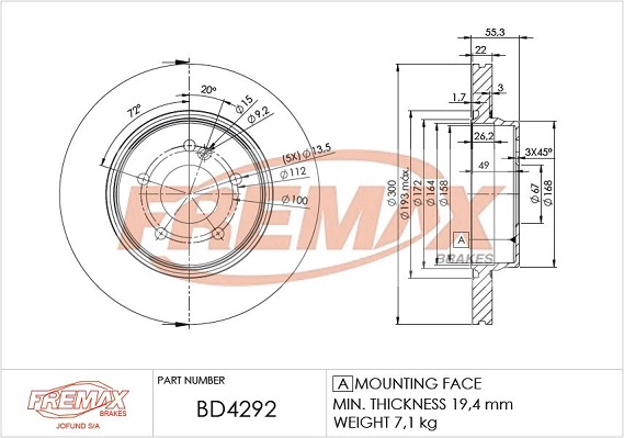 Disque de frein FREMAX BD-4292