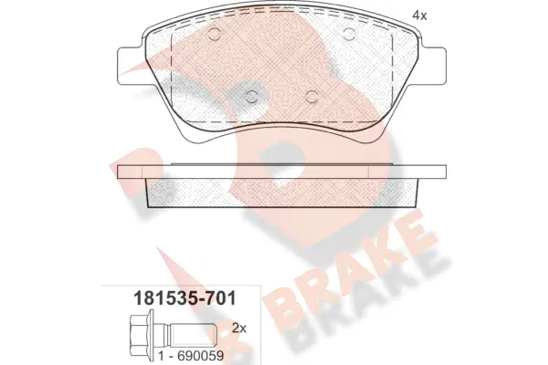 Kit de plaquettes de frein, frein à disque R BRAKE RB1535-701