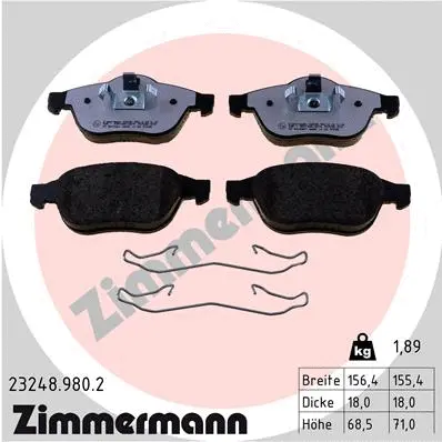 Kit de plaquettes de frein, frein à disque ZIMMERMANN 23248.980.2