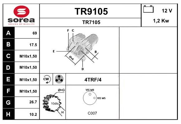 Démarreur SNRA TR9105