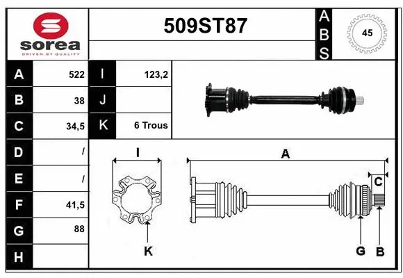 Arbre de transmission STARTCAR 509ST87
