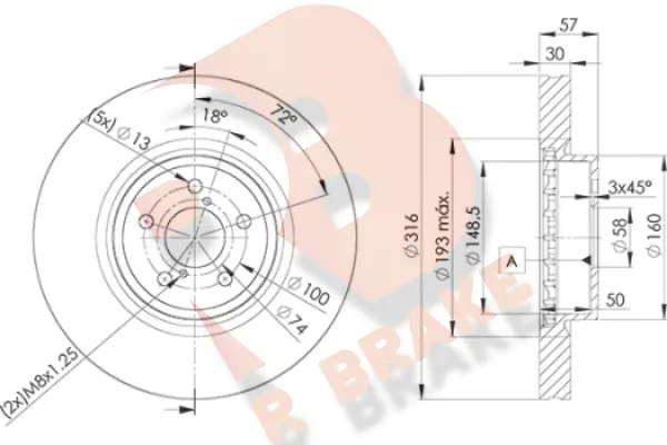 Disque de frein R BRAKE 78RBD20035
