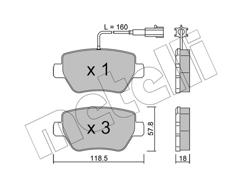 Kit de plaquettes de frein, frein à disque METELLI 22-1204-0