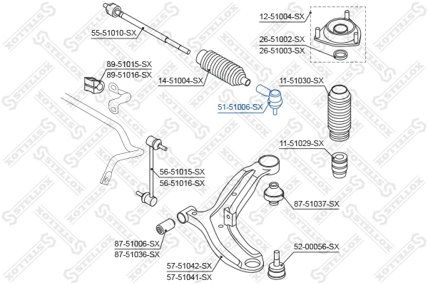 Rotule de barre de connexion STELLOX 51-51006-SX