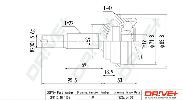 Jeu de joints, arbre de transmission Dr!ve+ DP2110.10.1136