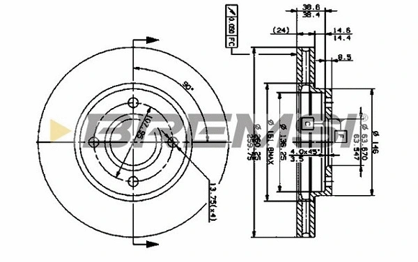 Disque de frein BREMSI CD6364V