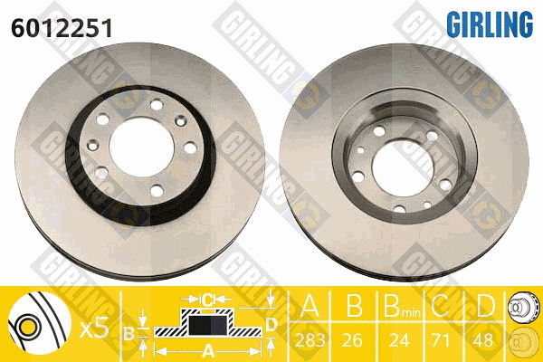 Disque de frein GIRLING 6012251