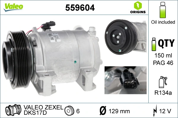 Compresseur, climatisation VALEO 559604
