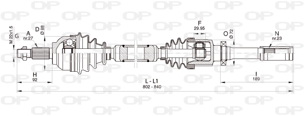 Arbre de transmission OPEN PARTS DRS6353.00