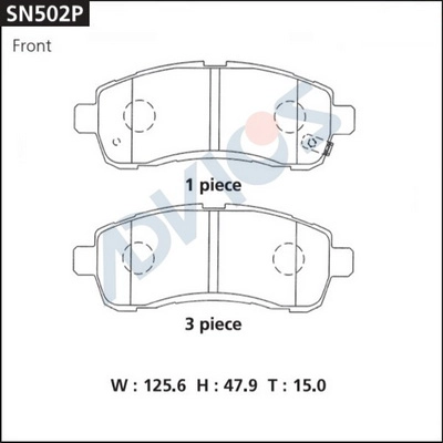Kit de plaquettes de frein, frein à disque ADVICS SN502P