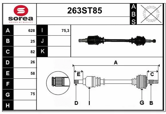 Arbre de transmission STARTCAR 263ST85