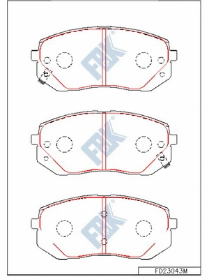 Kit de plaquettes de frein, frein à disque FBK FD23043M