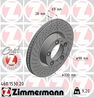 Disque de frein ZIMMERMANN 460.1530.20