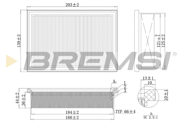 Filtre à air BREMSI FA2104