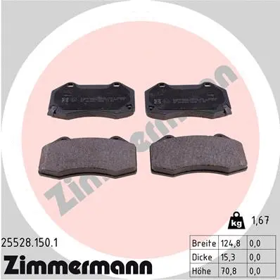Kit de plaquettes de frein, frein à disque ZIMMERMANN 25528.150.1