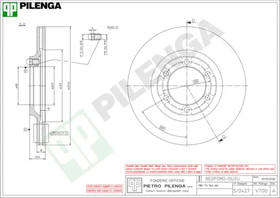 Disque de frein PILENGA V700