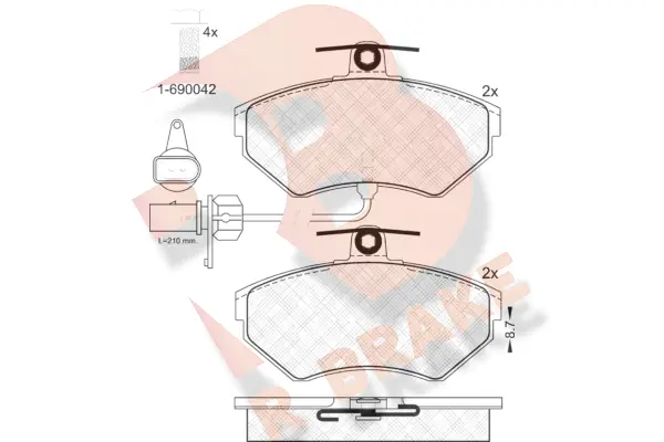 Kit de plaquettes de frein, frein à disque R BRAKE RB1157-203
