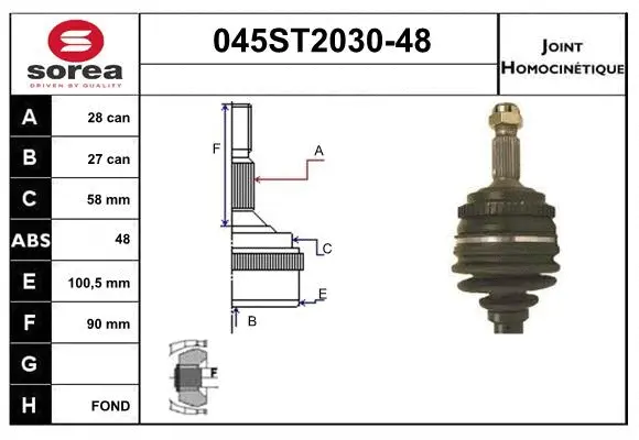 Jeu de joints, arbre de transmission STARTCAR 045ST2030-48