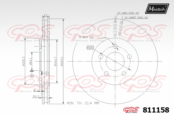 Disque de frein MAXTECH 811158