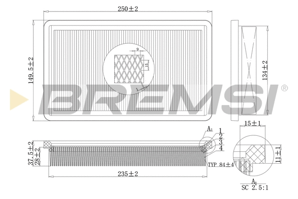 Filtre à air BREMSI FA2116
