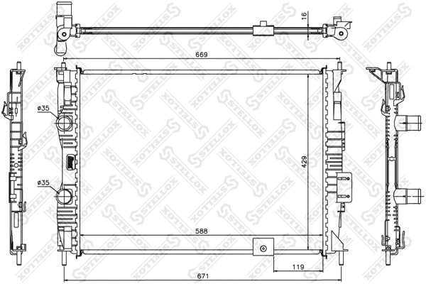Radiateur, refroidissement du moteur STELLOX 10-26588-SX