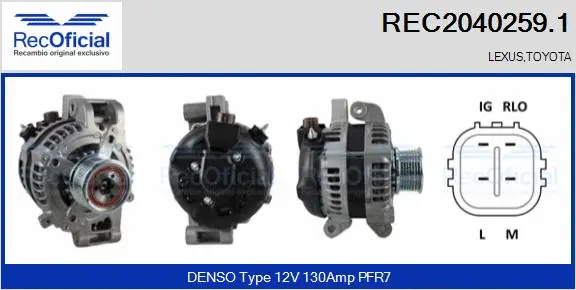 Alternateur RECOFICIAL REC2040259.1