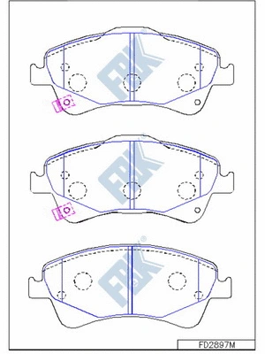 Kit de plaquettes de frein, frein à disque FBK FD2897M
