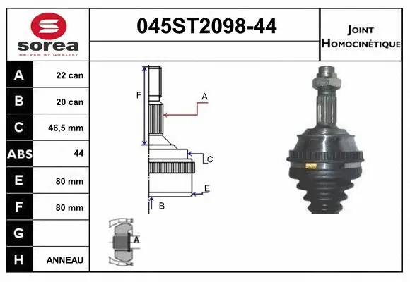 Jeu de joints, arbre de transmission STARTCAR 045ST2098-44