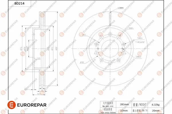 Disque de frein EUROREPAR 1684265680