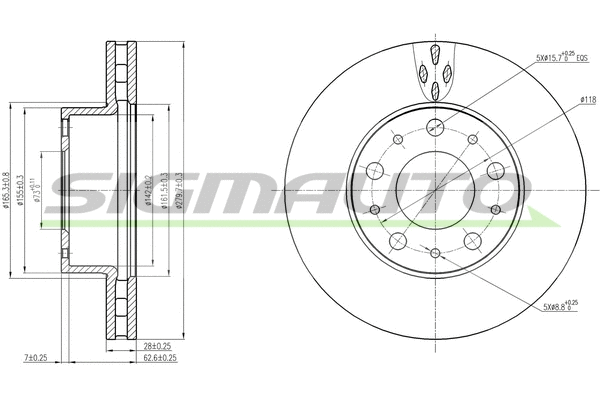 Disque de frein SIGMAUTO DBB800V