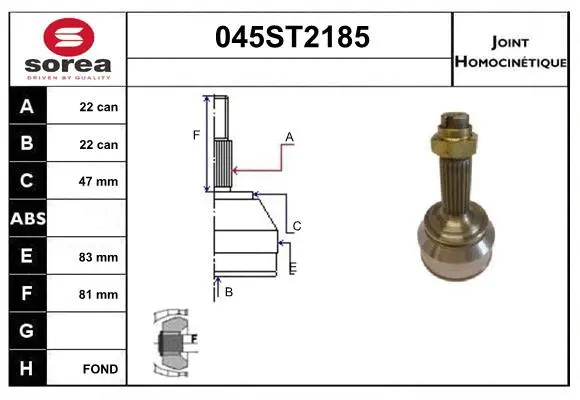 Jeu de joints, arbre de transmission STARTCAR 045ST2185