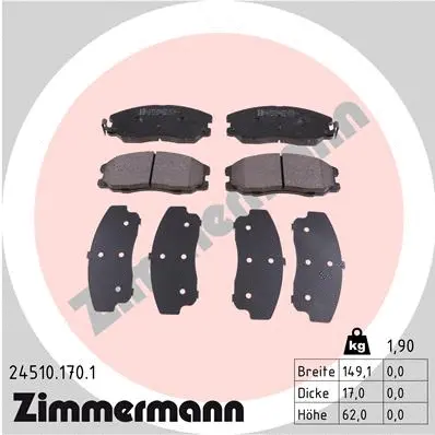 Kit de plaquettes de frein, frein à disque ZIMMERMANN 24510.170.1