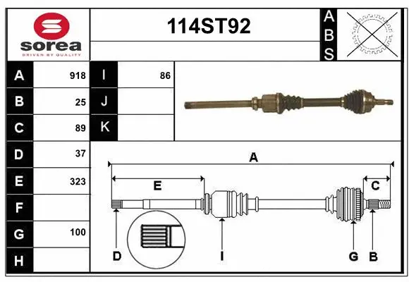 Arbre de transmission STARTCAR 114ST92