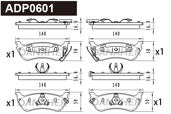 Kit de plaquettes de frein, frein à disque DANAHER ADP0601