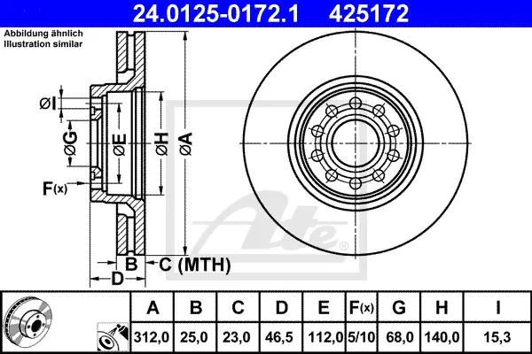 Disque de frein ATE-APAC 24.0125-0172.1