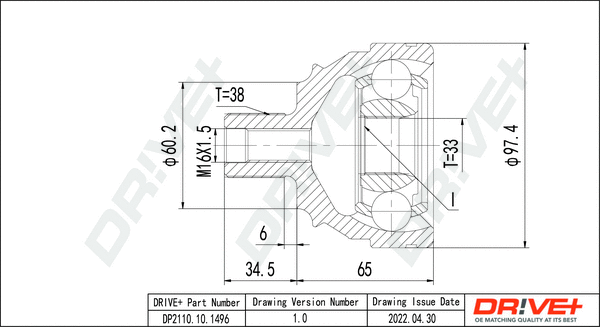 Jeu de joints, arbre de transmission Dr!ve+ DP2110.10.1496