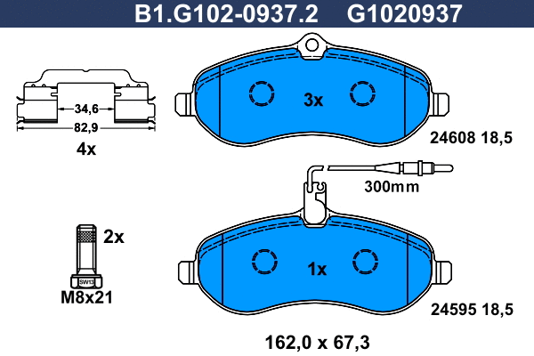 Kit de plaquettes de frein, frein à disque GALFER B1.G102-0937.2