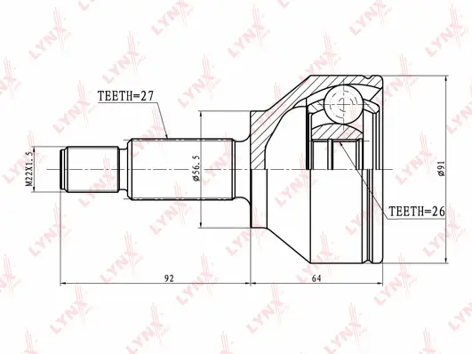 Jeu de joints, arbre de transmission LYNXAUTO CO-2805