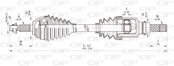 Arbre de transmission OPEN PARTS DRS6345.00