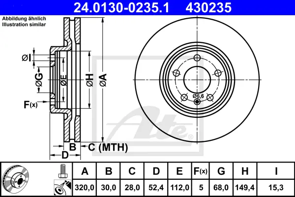 Disque de frein ATE-APAC 24.0130-0235.1