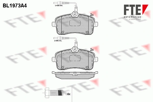 Kit de plaquettes de frein, frein à disque FTE 9010559