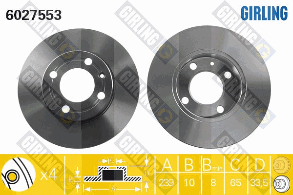Disque de frein GIRLING 6027553