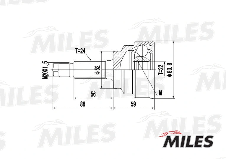 Jeu de joints, arbre de transmission MILES GA20596