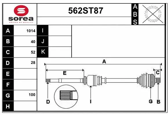 Arbre de transmission STARTCAR 562ST87
