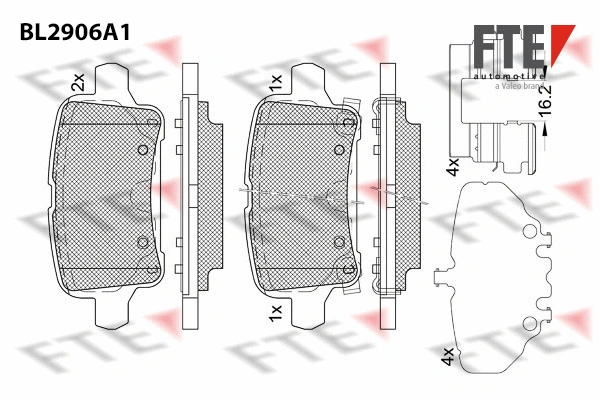 Kit de plaquettes de frein, frein à disque FTE 9011148